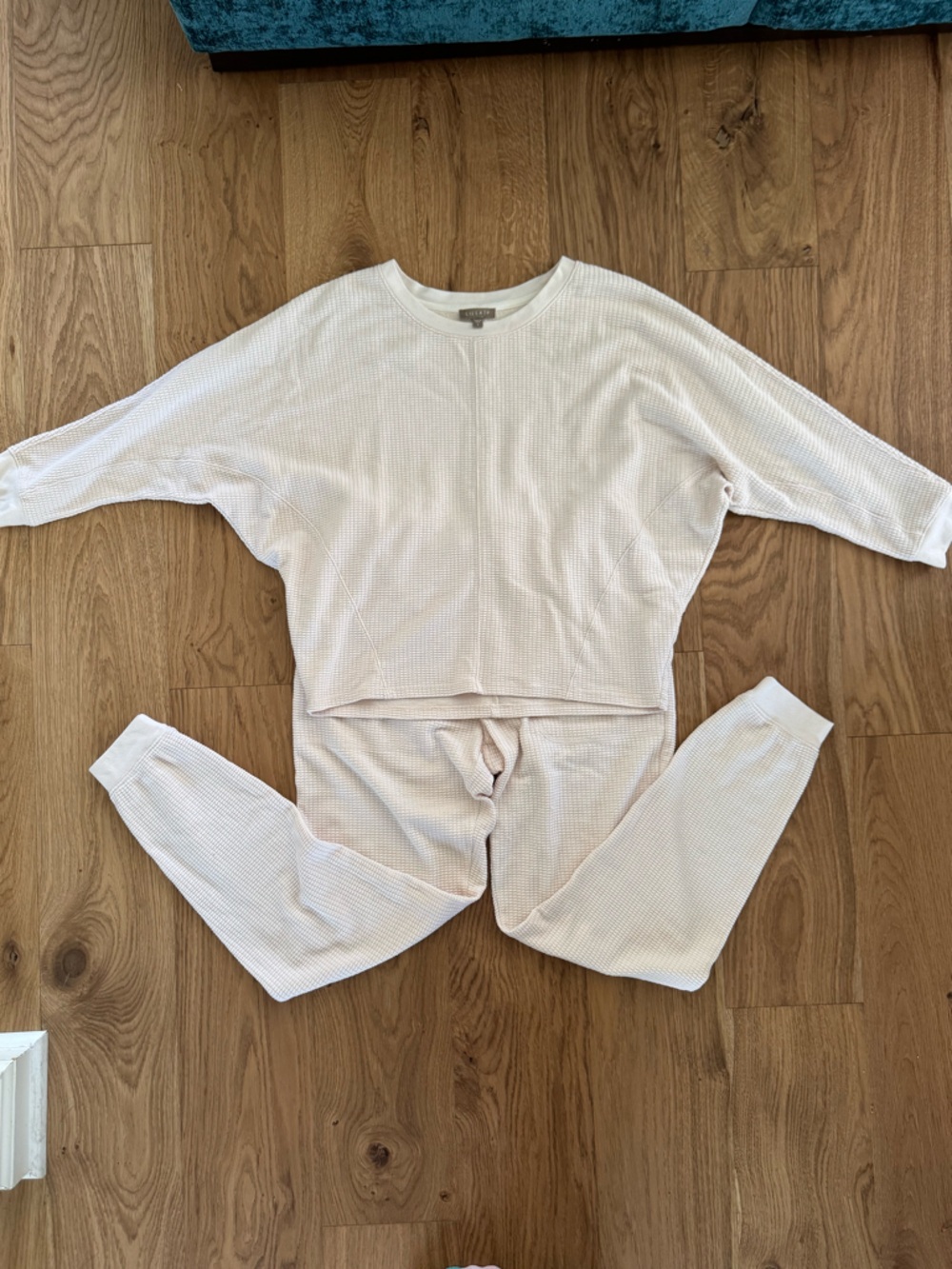 Lilla P Womens Small Pink  2 Piece Lounge Set Top And Pants Cozy Waffle Knit